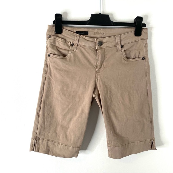 Kut from the Kloth Natalie Bermuda Shorts in Neutral Tan - Picture 2 of 8